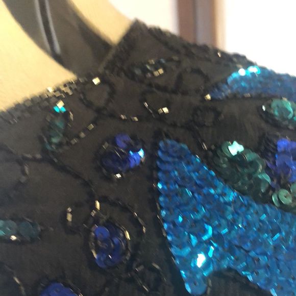 Laurence Kazar New York 100% silk beaded events blouse size large - Picture 11 of 16